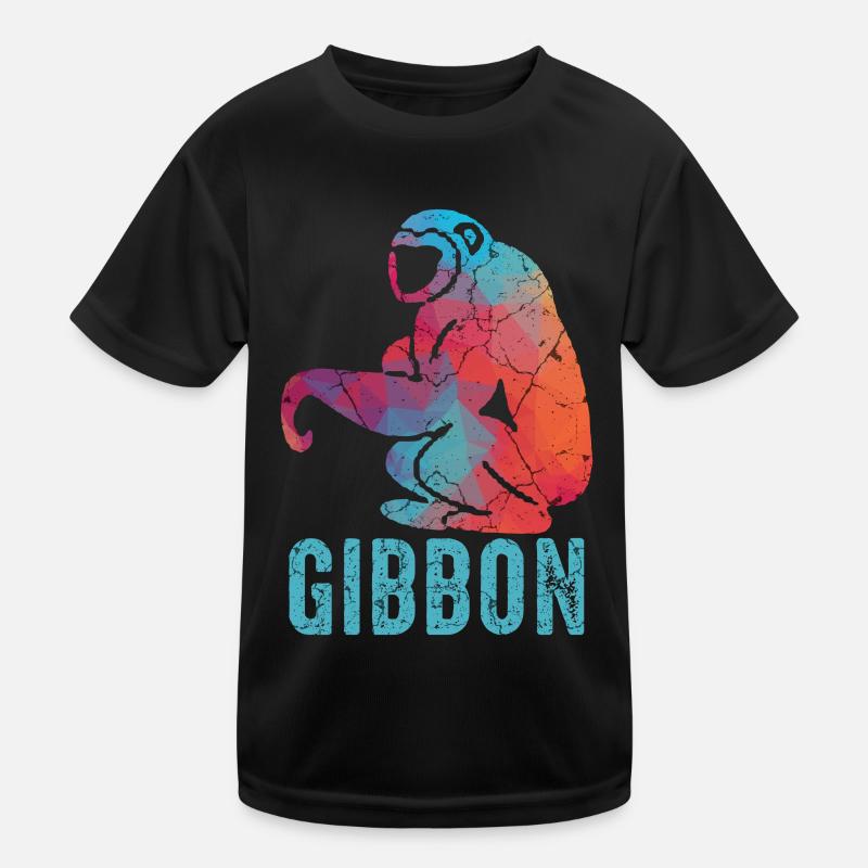 Gibbon Affe - Kinder Funktions-T-Shirt - Schwarz