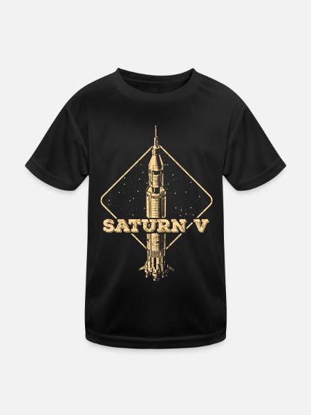 Fusée Saturn V - T-shirt sport Enfant - noir - Devant