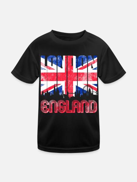London Skyline England Grossbritannien - Kinder Funktions-T-Shirt - Schwarz - Vorne