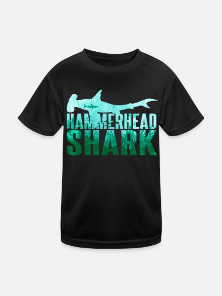 Hammerhai Hai Haifisch - Kinder Funktions-T-Shirt - Schwarz - Vorne