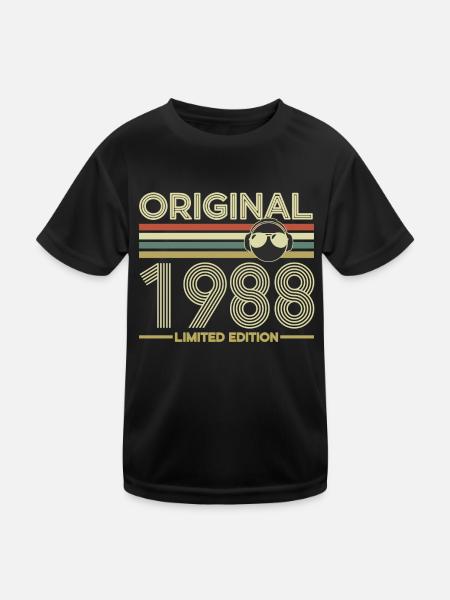 1988 - Kinder Funktions-T-Shirt - Schwarz - Vorne