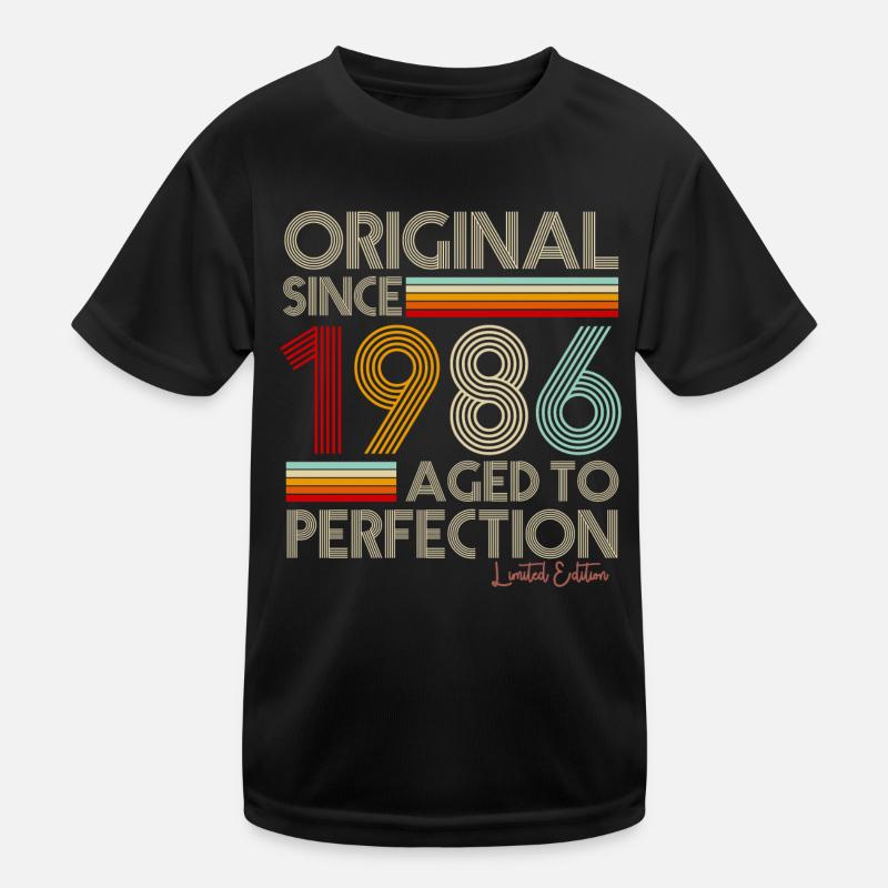1986 - Kinder Funktions-T-Shirt - Schwarz
