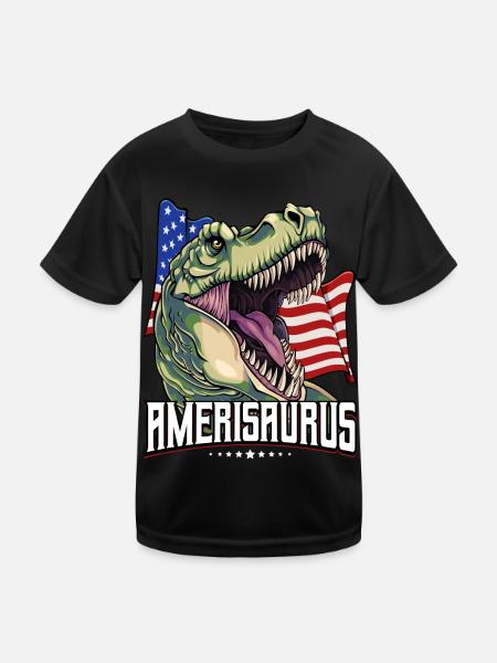 Amerisaurus USA America Flag 4 juillet - T-shirt sport Enfant - noir - Devant