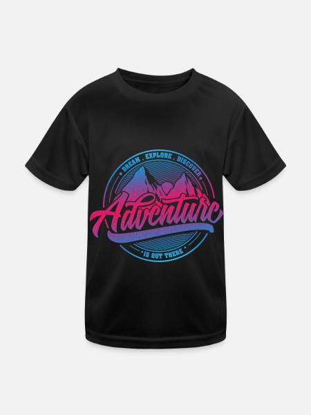 Dream Explore Discover Adventure Is Out There bp - Kids Functional T-Shirt - black - Front