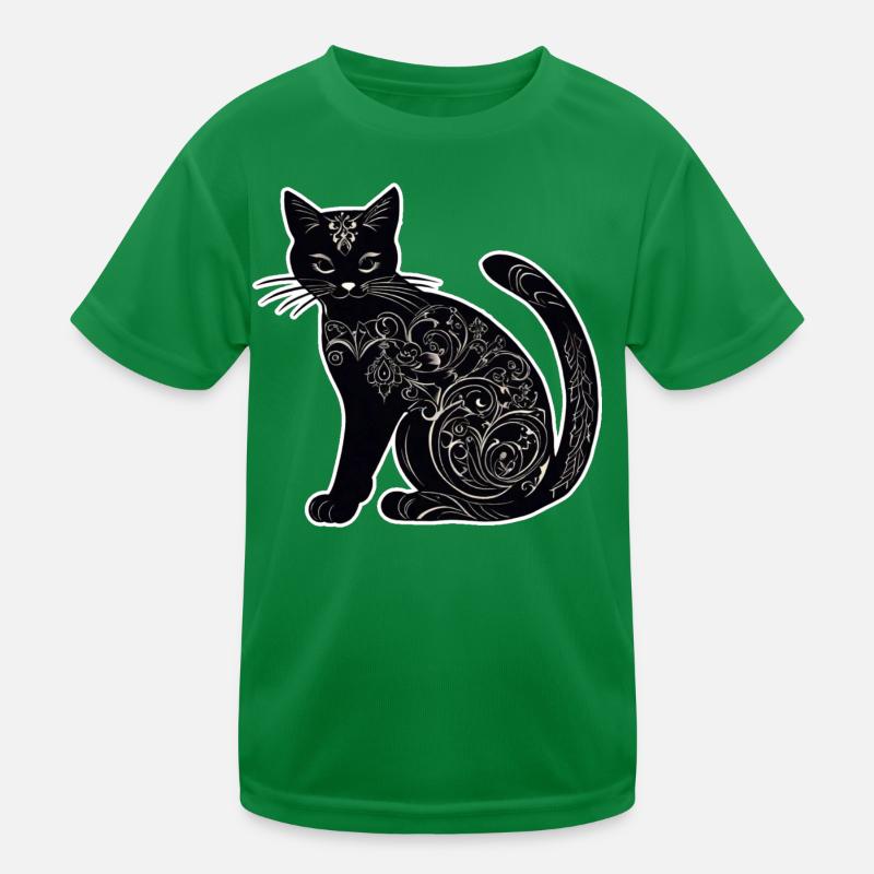 Mystische schwarze Katze Kinder Funktions-T-Shirt