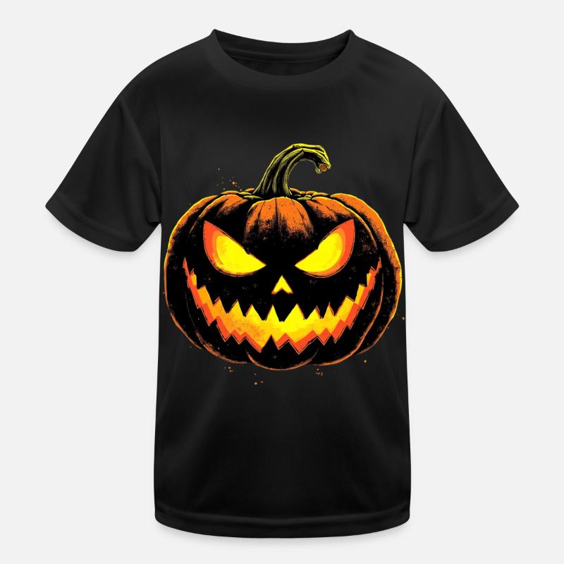 Spooky Pumpkin Face Halloween Kids Functional T-Shirt