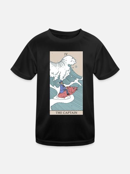 Kapitän Tarotkarte Okkultes Tarot Segler Design - Kinder Funktions-T-Shirt - Schwarz - Vorne