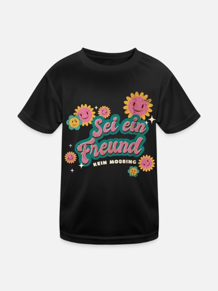 Sei ein Freund - Kein Mobbing - No Mobbing - Kinder Funktions-T-Shirt - Schwarz - Vorne