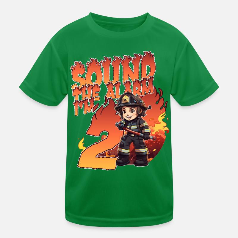 Thème de garçon d’anniversaire de pompier pour enfants de 2 ans T-shirt sport Enfant
