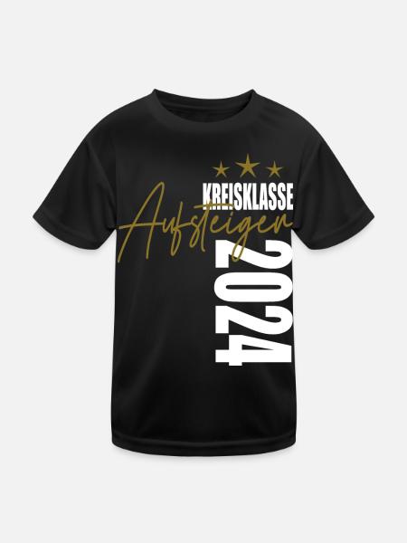 Aufsteiger Kreisklasse 2024 Aufstiegstrikot - Kinder Funktions-T-Shirt - Schwarz - Vorne