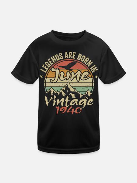 Birthday June 1940 Born June 1940 Retro 1940's - Kids Functional T-Shirt - black - Front