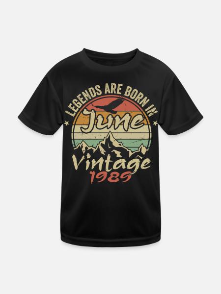 Anniversaire Juin 1989 né en Juin 1989 Rétro 1989 - T-shirt sport Enfant - noir - Devant