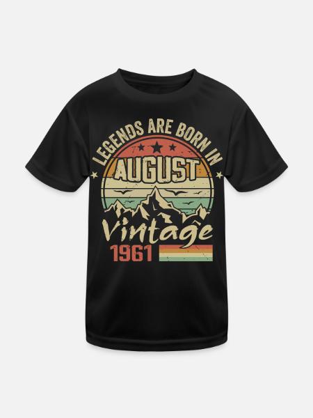 August 1961 Jubiläum 1961 - Legenden August 1961 - Kinder Funktions-T-Shirt - Schwarz - Vorne