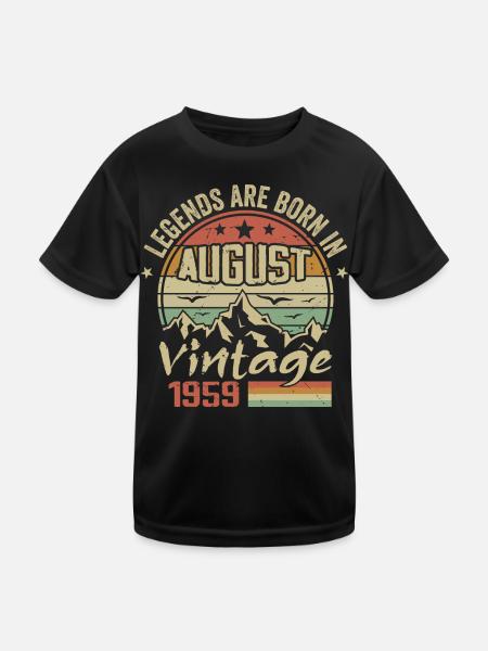 August 1959 Jubiläum 1959 - Legenden August 1959 - Kinder Funktions-T-Shirt - Schwarz - Vorne
