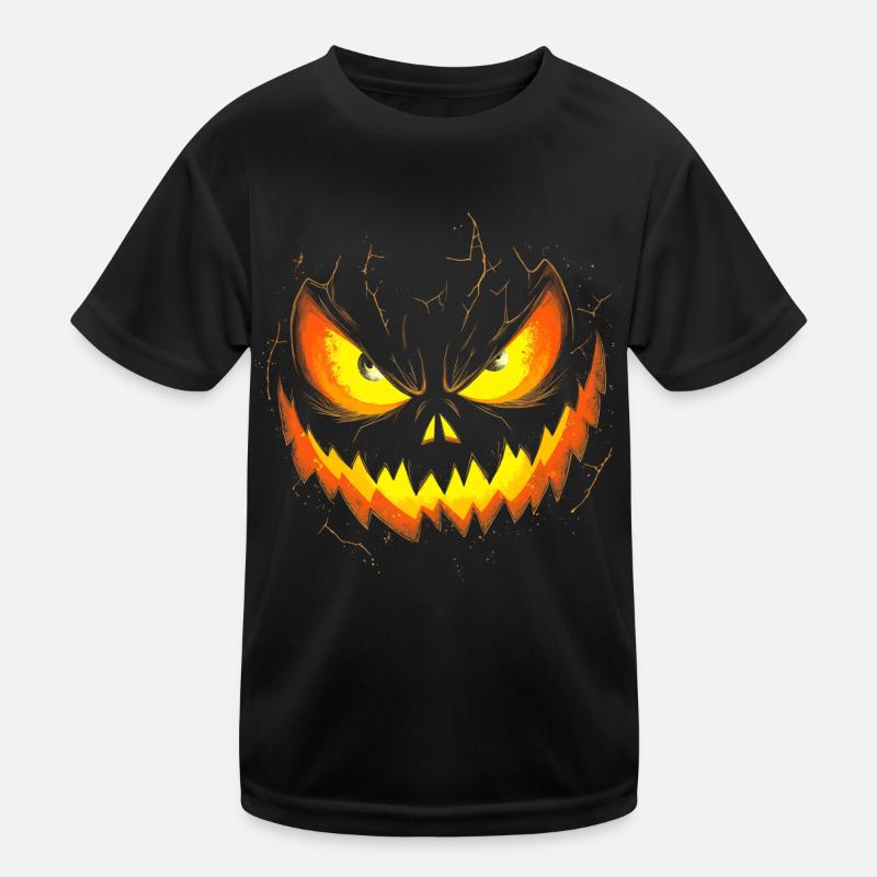 Spooky Pumpkin Face Halloween Kids Functional T-Shirt