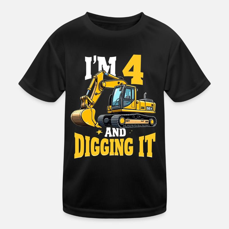 I'M 4 And Digging It - 4 Years, 4th Birthday Kids Functional T-Shirt