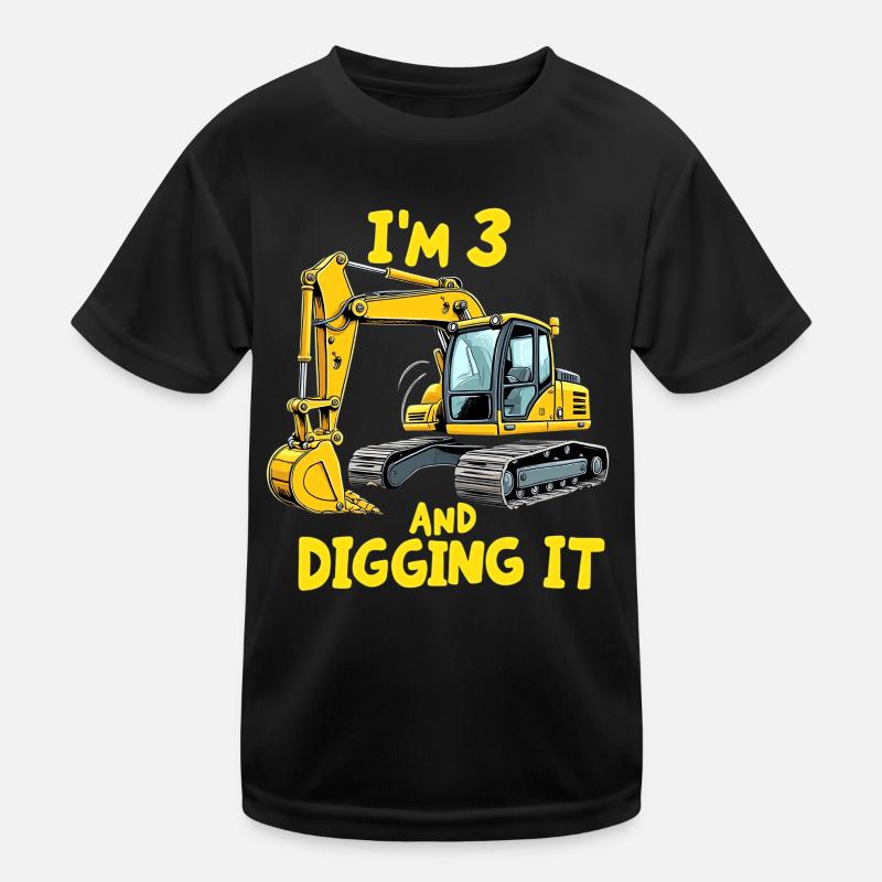 I'M 3 And Digging It - 3 Years, 3rd Birthday Kids Functional T-Shirt