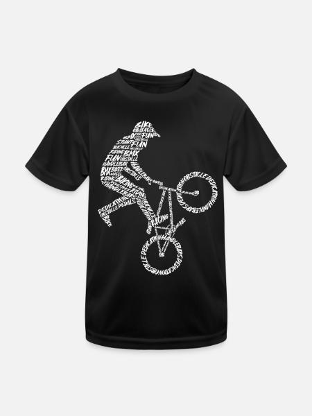 BMX Bike Stunt Typography Kids Bike BMX - Kids Functional T-Shirt - black - Front