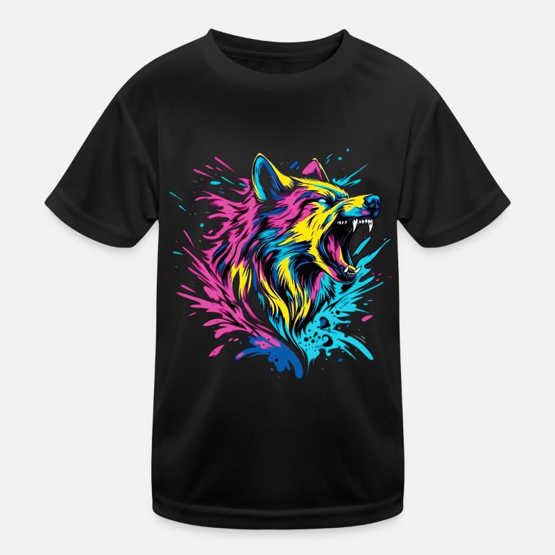 Wolf Wolf Head Predator Forest Nature Wilderness Colorful Kids Functional T-Shirt