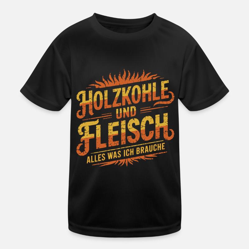 Holzkohle und Fleisch Grill BBQ Kinder Funktions-T-Shirt