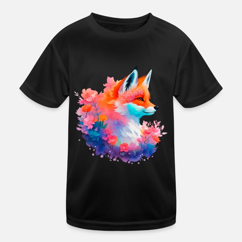 Red Fox Flowers Fox Head T-shirt sport Enfant
