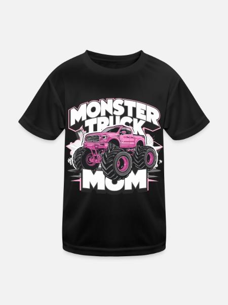 Monster Truck Mom für Frauen und Mädchen - Kinder Funktions-T-Shirt - Schwarz - Vorne