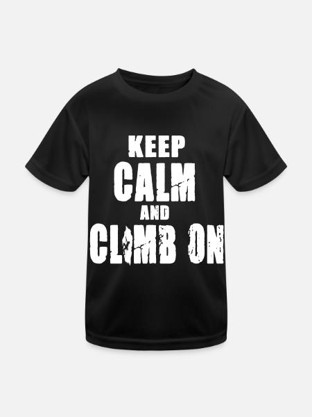 Keep Calm and Climb On - Kinder Funktions-T-Shirt - Schwarz - Vorne