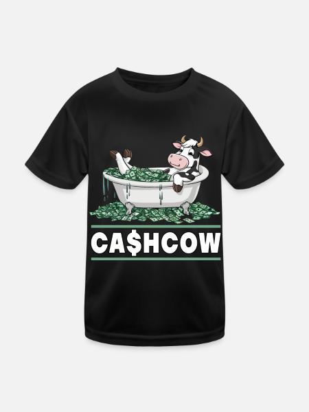 Cash Cow für einen Investor Anleger Sparer - Kinder Funktions-T-Shirt - Schwarz - Vorne