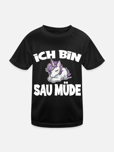 Ich Bin Sau Müde Einhorn - Kinder Funktions-T-Shirt - Schwarz - Vorne