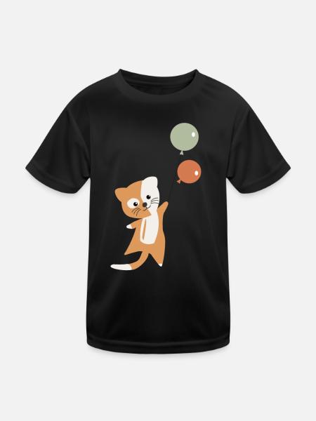 Chat ballons mignon chaton s'envole - T-shirt sport Enfant - noir - Devant