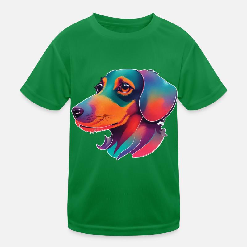 Farbenfrohes Dackel Hunde Kunstwerk Kinder Funktions-T-Shirt