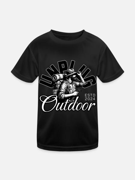 Unplug Outdoor Wandern Wanderung für einen - Kinder Funktions-T-Shirt - Schwarz - Vorne