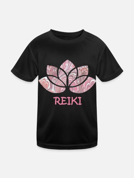 reiki mit lotus e 65 - Kinder Funktions-T-Shirt - Schwarz - Vorne