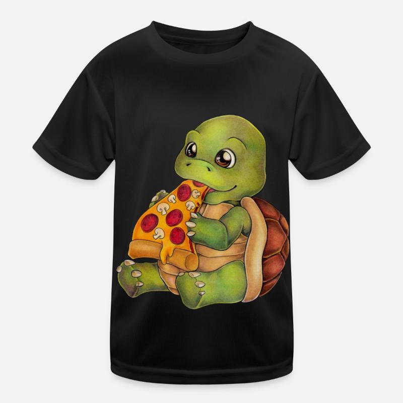 Lustige Schildkröte mit Pizza Turtle Geschenkidee Kinder Funktions-T-Shirt