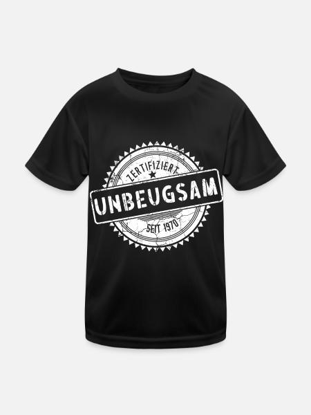 Zertifiziert Unbeugsam Seit 1970 Slogan Stolz - Kinder Funktions-T-Shirt - Schwarz - Vorne