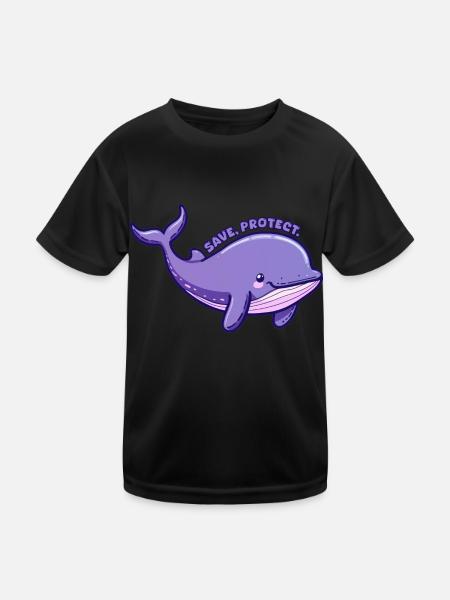 Save Protect - Lila Wal - Aufkleber - Kinder Funktions-T-Shirt - Schwarz - Vorne