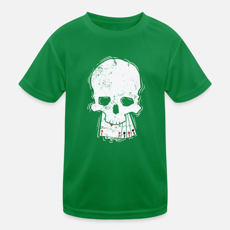 Totenkopf mit Karten Skat oder Poker Kartenspiel Kinder Funktions-T-Shirt