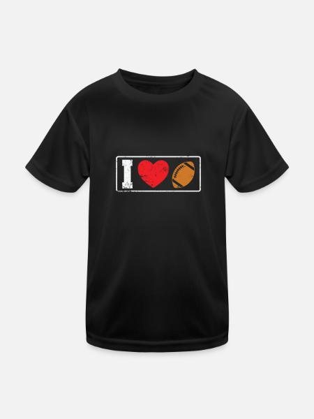 J’aime le football Heart Short Form America Sports - T-shirt sport Enfant - noir - Devant