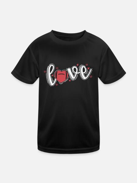 Love with a heart from Football America - Kids Functional T-Shirt - black - Front