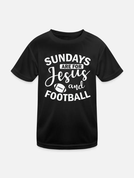 Sundays are for Jesus and Football Amerika - Kinder Funktions-T-Shirt - Schwarz - Vorne