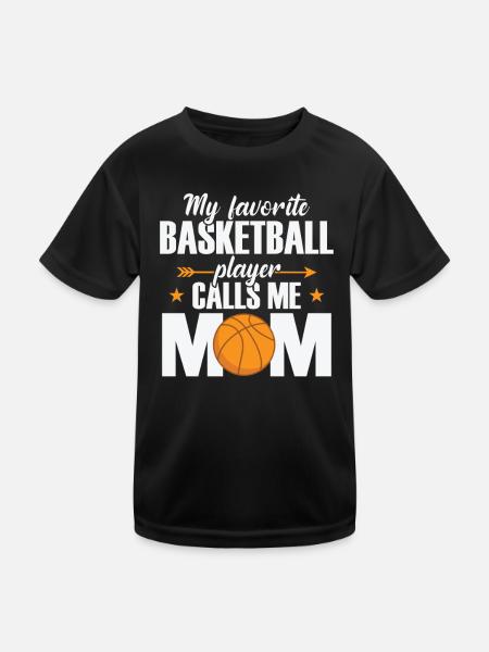 Mon joueur de basket préféré m’appelle maman - T-shirt sport Enfant - noir - Devant
