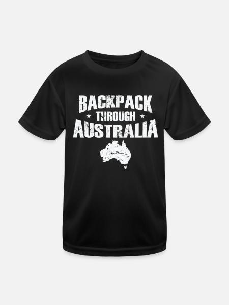 Backpack through Australia Abenteuer - Kinder Funktions-T-Shirt - Schwarz - Vorne