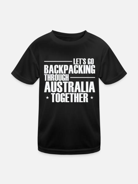 Let's go Backpacking through Australia together - Kids Functional T-Shirt - black - Front