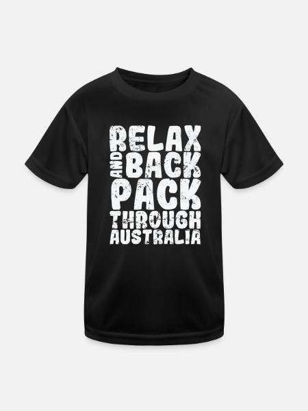 Relax and Backpack through Sydney Australia - Kids Functional T-Shirt - black - Front