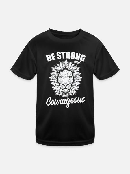 Be Strong Coweageous Africa Lion Predator - Kids Functional T-Shirt - black - Front