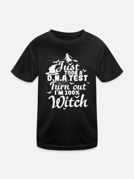 Je viens de passer un test D.N.A. il s’avère que je suis une sorcière - T-shirt sport Enfant - noir - Devant