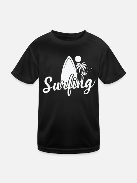 Surfing Surfing Surfboard Water Sports - Kids Functional T-Shirt - black - Front