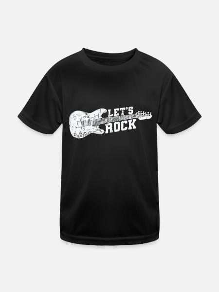 Let’s Rock Musikstil Genre Gitarre Rockband - Kinder Funktions-T-Shirt - Schwarz - Vorne