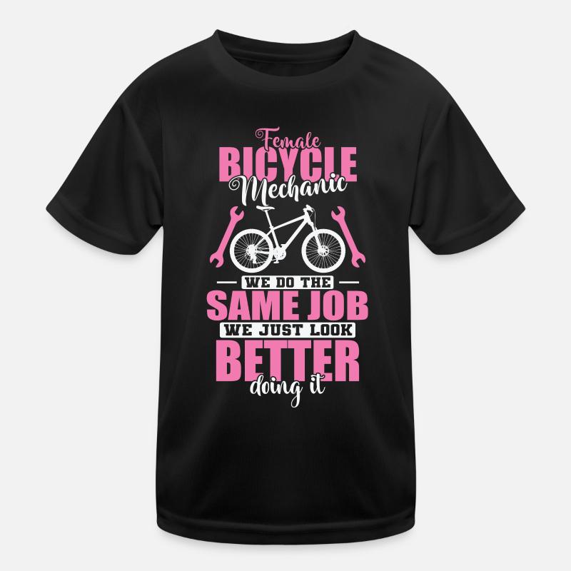 Female Bicycle Mechanic Just look better doing it Kinder Funktions-T-Shirt
