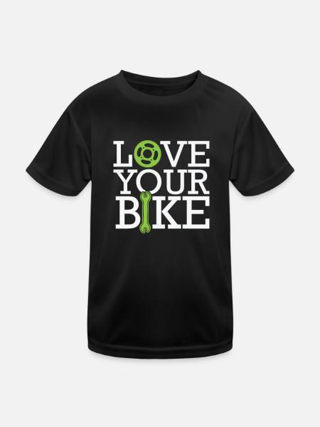 Love Your Bike Two-Wheeler Mechanic Bicycle - Kids Functional T-Shirt - black - Front